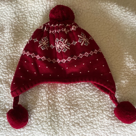 EUC Girls Gymboree Fair Isle Red Fleece Lined Hat - Picture 5 of 7